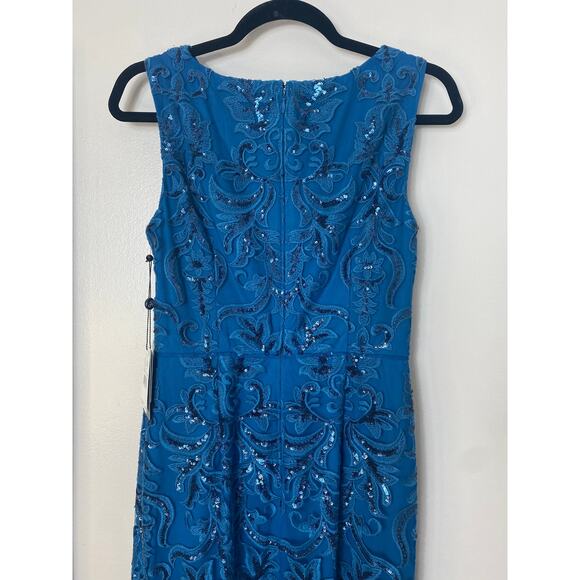 NWT ADRIANNA PAPELL DRESS GOWN 4 BLUE MOTHER OF THE BRIDE EVENING FORMAL WEDDING - Picture 10 of 15